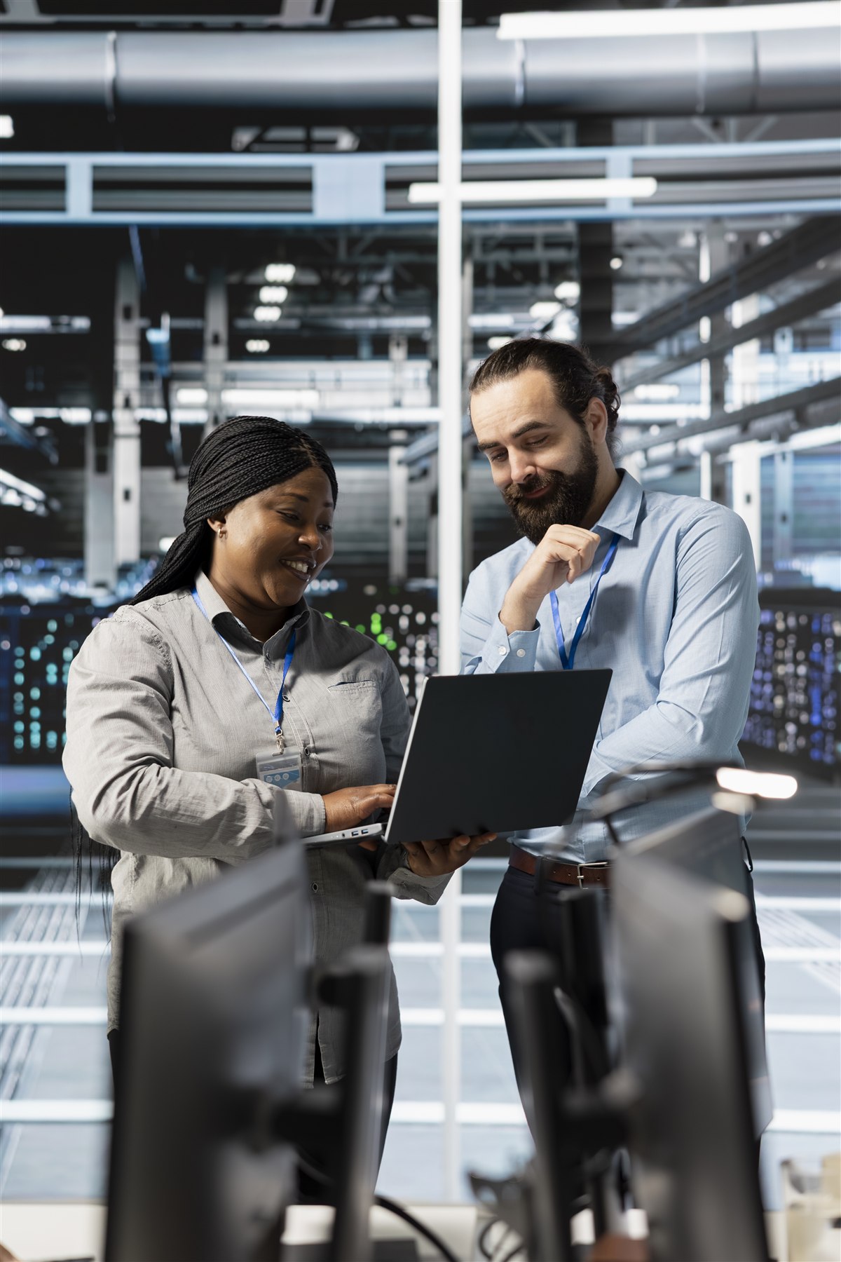 Specialists analyzing data in a technology environment