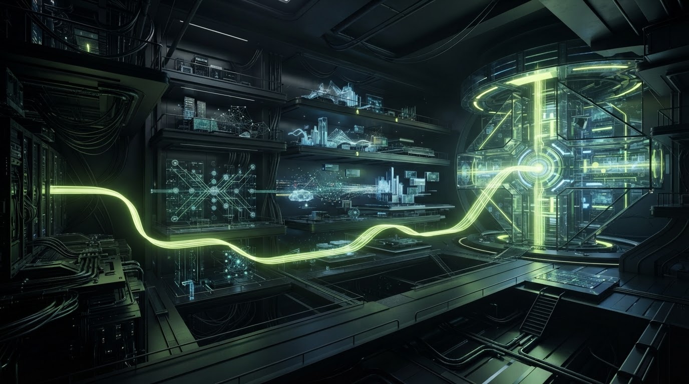 Light stream connecting different layers of digital transformation
