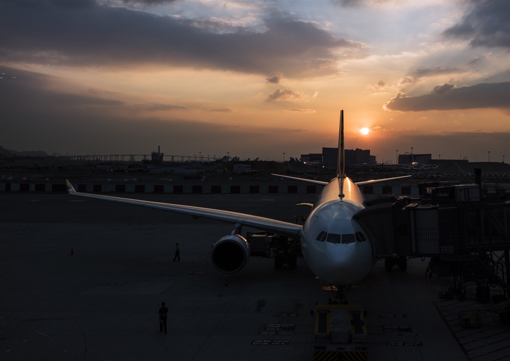 Airport operation with an aircraft on the runway