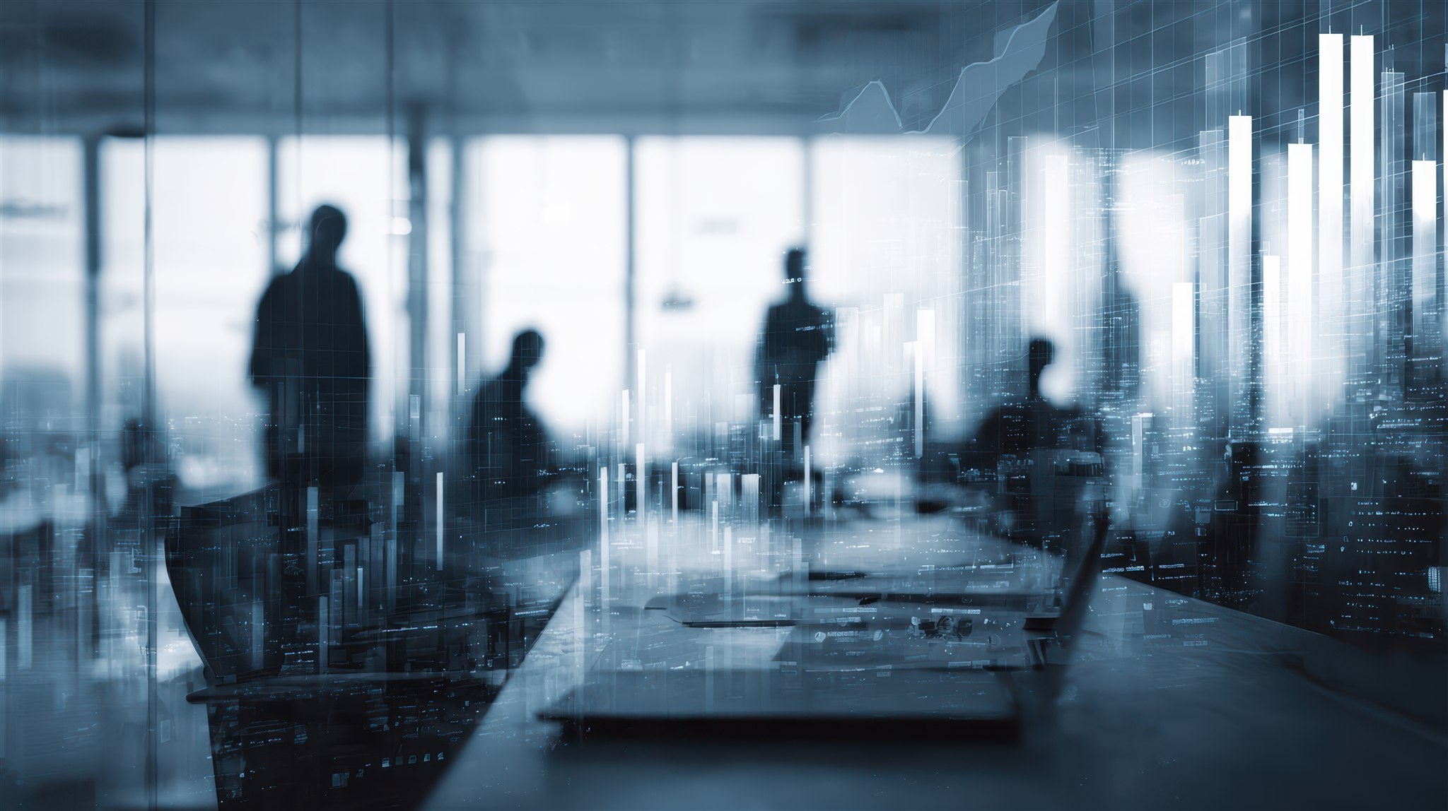 Executives analyzing indicators and data visualizations
