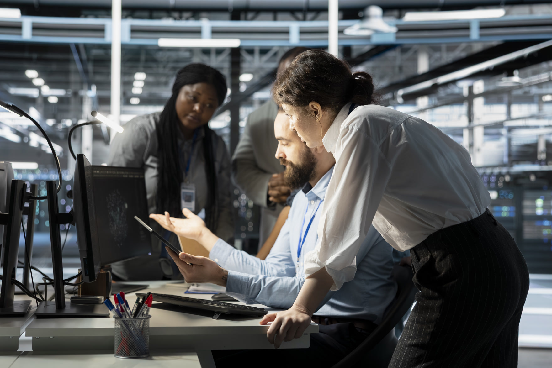 Team monitoring the performance of a data center infrastructure